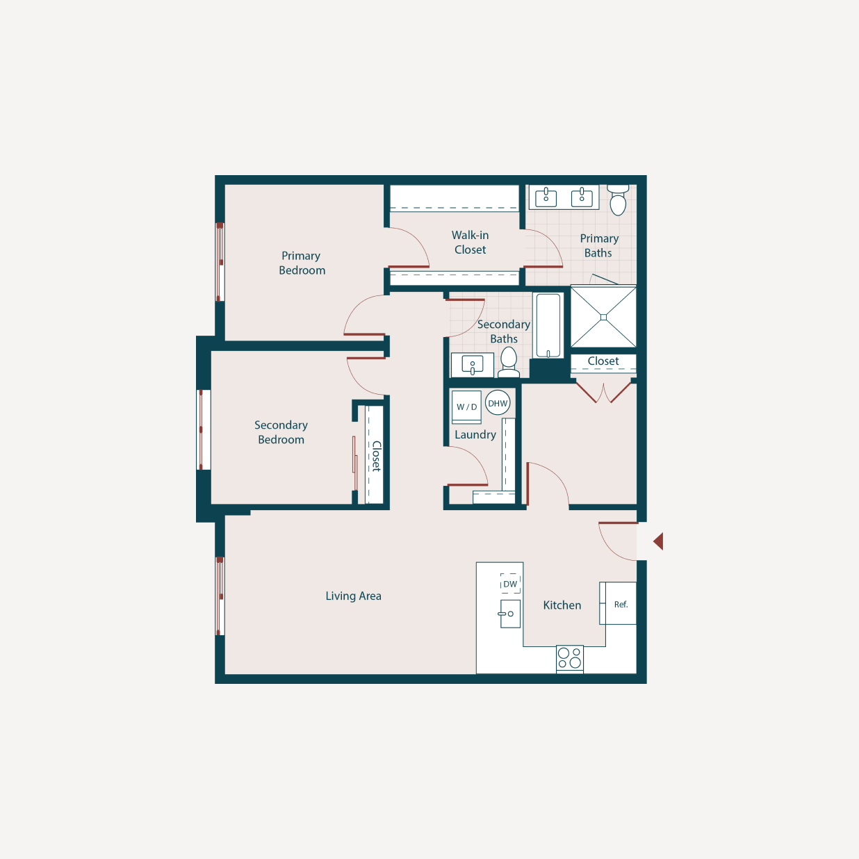 Floor plan image two bed a e f